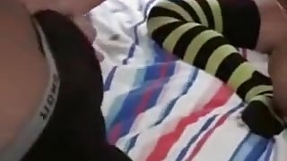 Sexy lewd  immature takes his large ramrod in constricted bawdy cleft