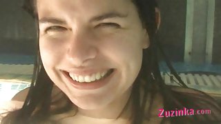 Orgasm in a swimming pool