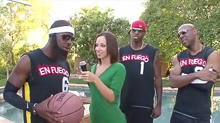 Hot Reporter Gang-Banged by Basketball Team