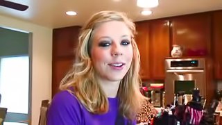 A blonde and a brunette flash their natural tits for the cam