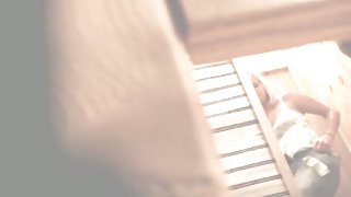 Voyeur hunter admires slim blonde in the changing room