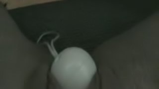 Kinky girl performs some tricks with her shaved pussy