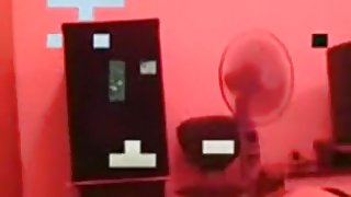 Asian girl strips, does all kind of weird things with her hairy pussy and fucks the customer.