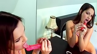 Eve Angel penetrating her pussy with such a nice dildo