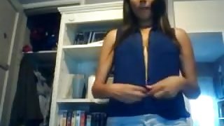 Mexican  immature doxy masturbates alone at home