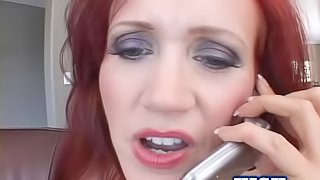 Redhead milf Bailey O'Dare deepthroats a cock and has rough anal sex