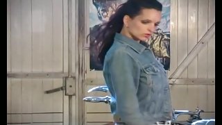 Lesbian show on bike outdoor