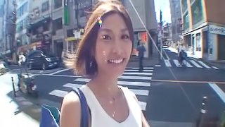 A pretty Asian girl has a fun day out then goes home and gets fucked