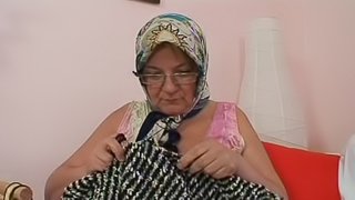 Granny masturbates at teen neighbour fucking with her man