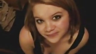 British  immature angel on her knees taking faceful of cream