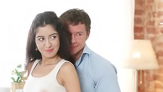 Two fully erected dicks are exactly what the sexy brunette needed