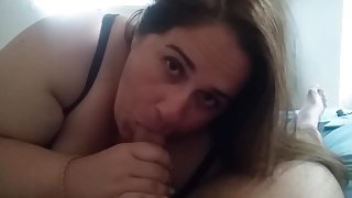 Fat girl sucks cock