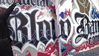 Interracial blowbang jizz