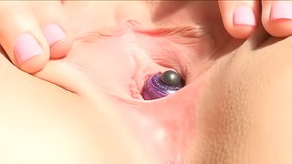 Nadine masturbates with a vibe as the camera gets an up close look
