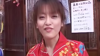 Hot Japanese sex dolls take turns sucking then riding  cock in a wild ffm action