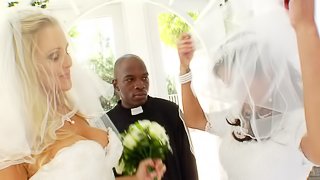 Charming Bride With Hot Ass Awarding A Big Black Cock Titjob