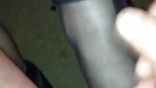 Cum on her sexy nylon feet