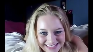 This seemingly innocent blonde is a cock sucking monster
