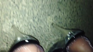 Outdoor purple  Pantyhose purple Nails in Sexy High Heels