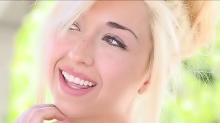 Blonde Bimbo Plays With Her Tits And Swollen Pussy