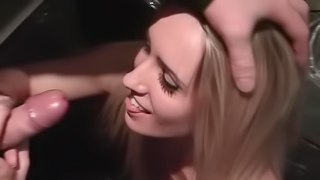 Blonde is fucking and sucking a dick out in public before us