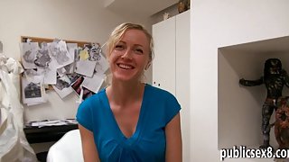 Busty Czech slut fucked in tattoo room for alot of cash