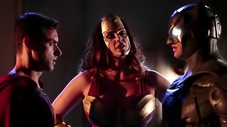 Parody porn of brunette moaning while her pussy is screwed hardcore in mmf tape