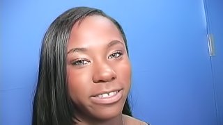 Ebony Girl Gives a Gloryhole Blowjob and is Showered with Cum