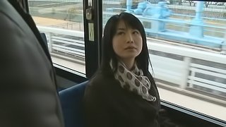Stunning Asian Chick Gets Her Hairy Pussy Fingered In Bus