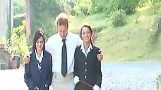 Great Group Sex With Hot Brunettes Outdoors