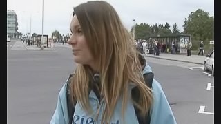 Hot Euro Babe Showing Off Her Natural Tits and Shaved Pussy For Cash