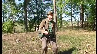 Teen nymph in the woods grants the old guy access to her pussy