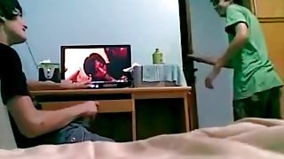 Twink watches porn and jerks off