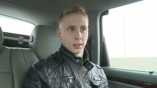 Excited Gay In Jacket Giving Her Guy A Superb Blowjob