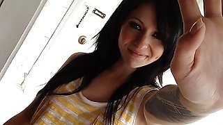 Fascinating brunette bimbo moans while...