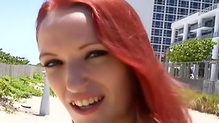 A passionate POV blowjob by a desirable redhead