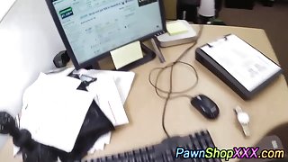 Busty amateur sucks cock