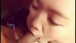 Asian American chubby sucks ebony cock then gets doggied