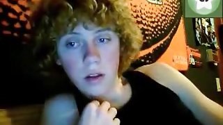 Curly hair webcam twink jerks off