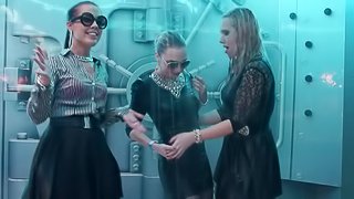 Three babes dancing in a shower at  sex club after hours