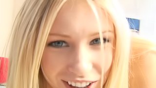 Hot blonde teen girl is having much fun messing with herself