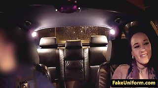 Public british babe cocksucking cop in car