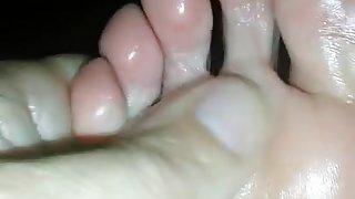 Candid latina soles foot massage with lotion  shiny soles