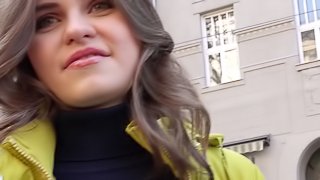 Cute turtleneck sweater on a fresh girl he picks up to fuck