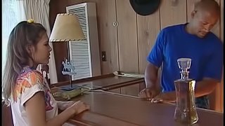 Black dude having anal sex with a wonderful petite honey