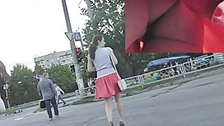 Valuable legal age teenager upskirt on the crowded bus