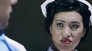 Asian nurse spreads her legs for an anal sex