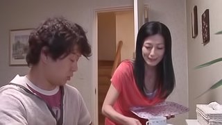 Asian Milf In Pantyhose Awarding A Huge Dick Blowjob Passionately