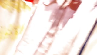 Brunette with amazing high heeled legs up the skirt