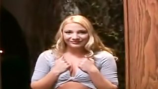 Cute blonde Aurora plays with a cock and enjoys it hard doggy style